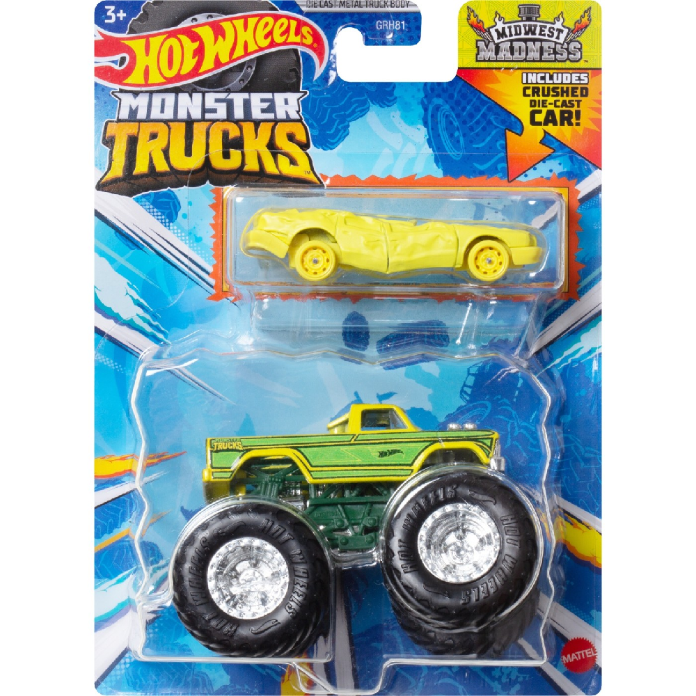Mattel Hot Wheels - Monster Truck Με Αυτοκινητάκι, Midwest Madness HWN42 (GRH81)