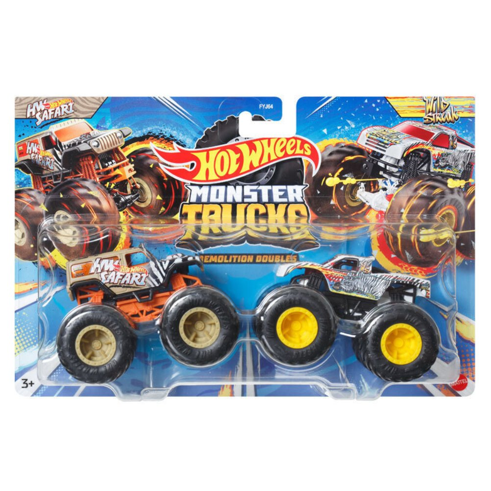Mattel Hot Wheels - Monster Trucks, Demolition Doubles, HW Safari Vs Wild Streak HWN58 (FYJ64)
