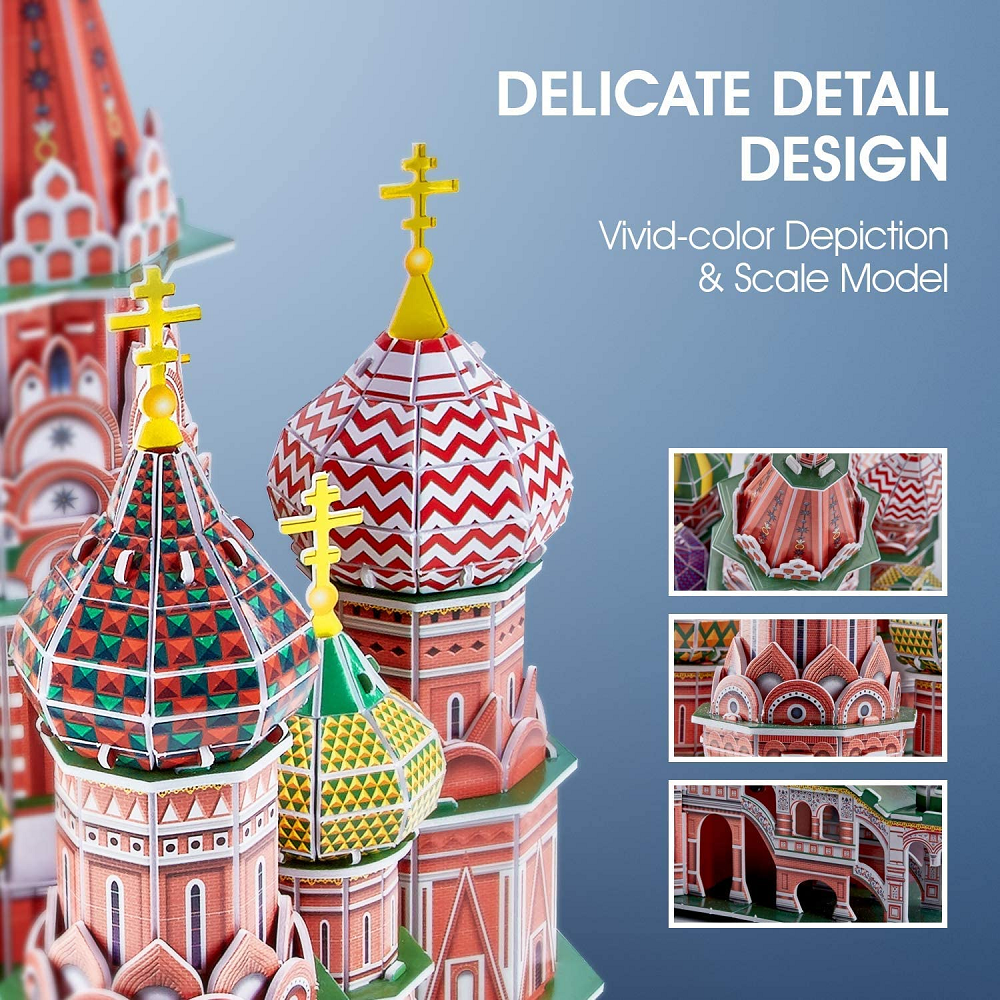 Cubic Fun - 3D Led Puzzle, Archicture Model-Led Lighting, St. Basils Cathedral 115 Pcs L519h