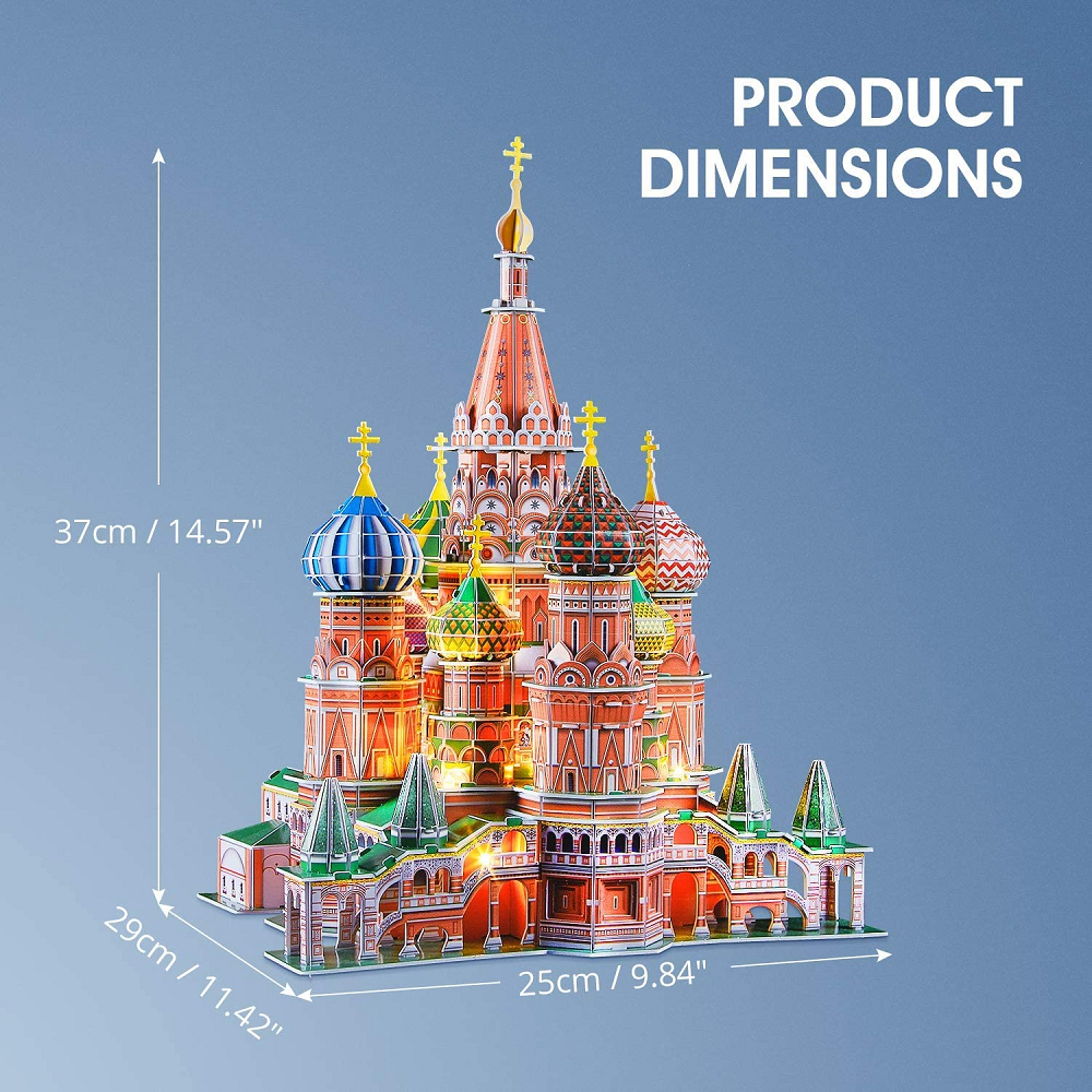 Cubic Fun - 3D Led Puzzle, Archicture Model-Led Lighting, St. Basils Cathedral 115 Pcs L519h