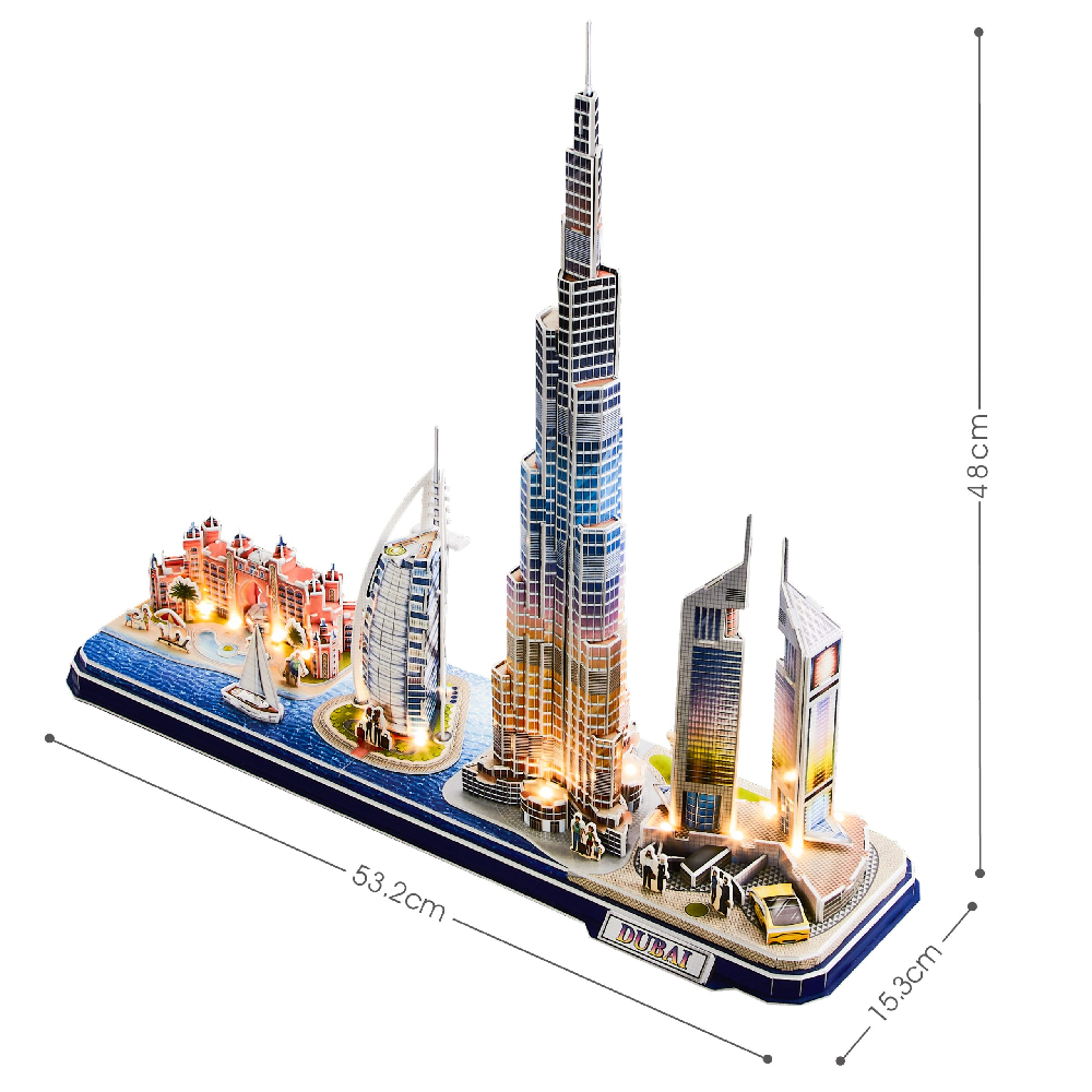 Cubic Fun - 3D Led Puzzle, Cityline Archicture Model, Dubai 182 Pcs L523h