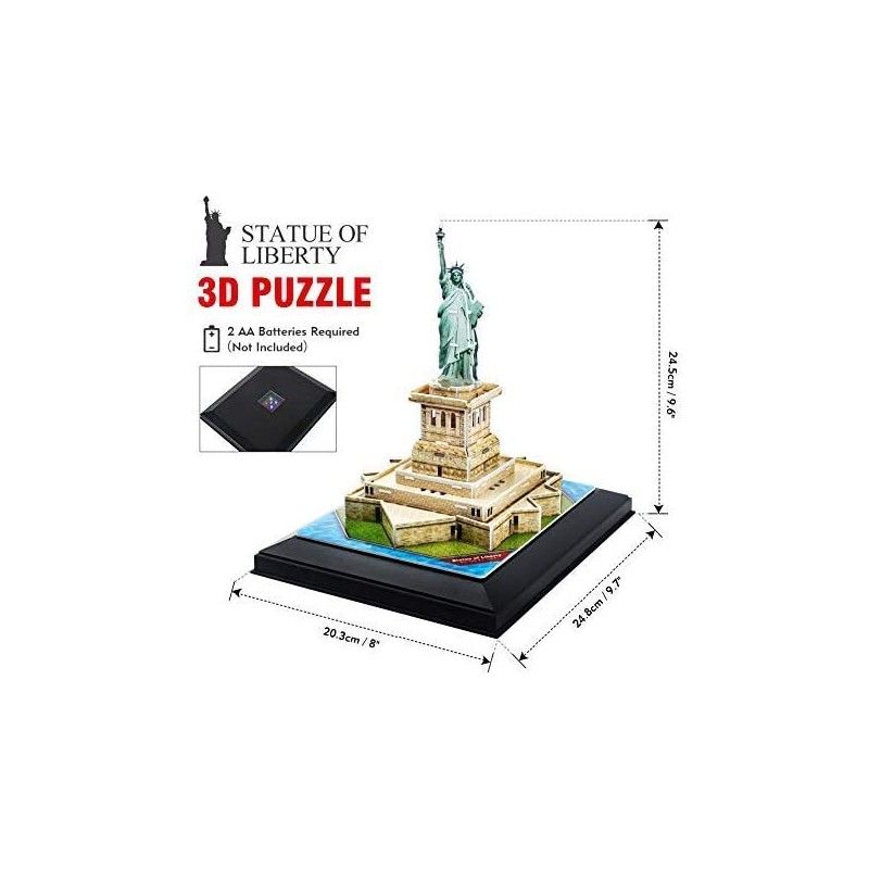 Cubic Fun - 3D Led Puzzle Architecture Model- Led Lighting, Statue Of Liberty 37 Pcs L505h