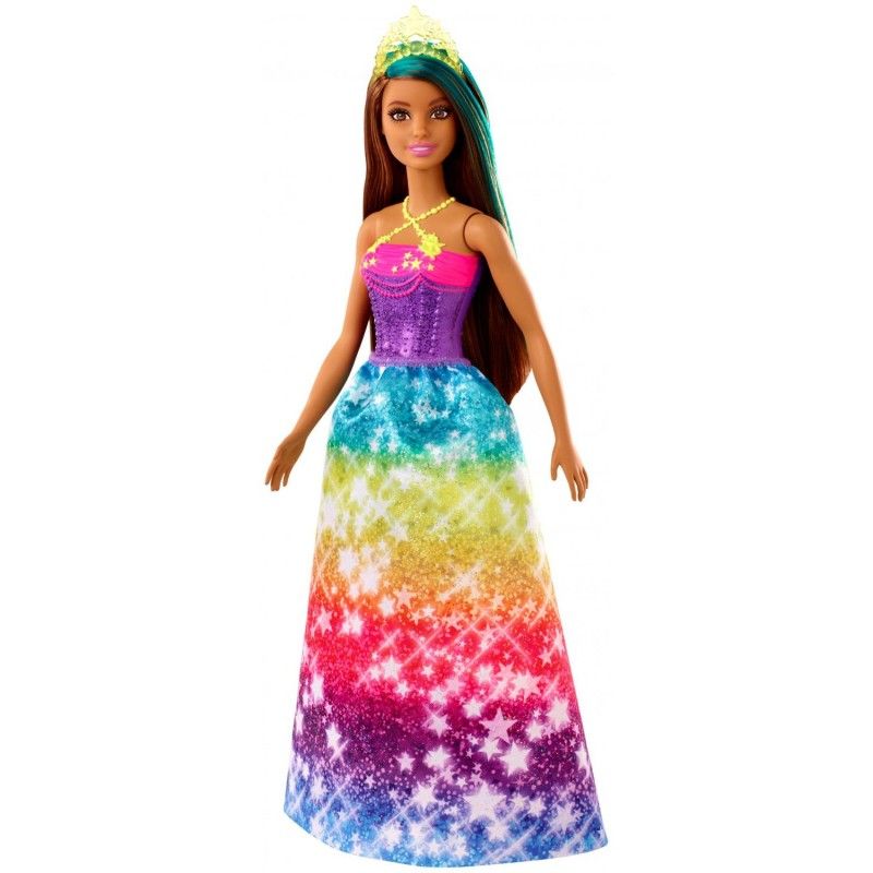 Mattel Barbie Dreamtopia - Πριγκίπισσα Κούκλα Μελαχρινή Με Καστανά Μαλλιά Και Πράσινες Ανταύγειες GJK14 (GJK12)