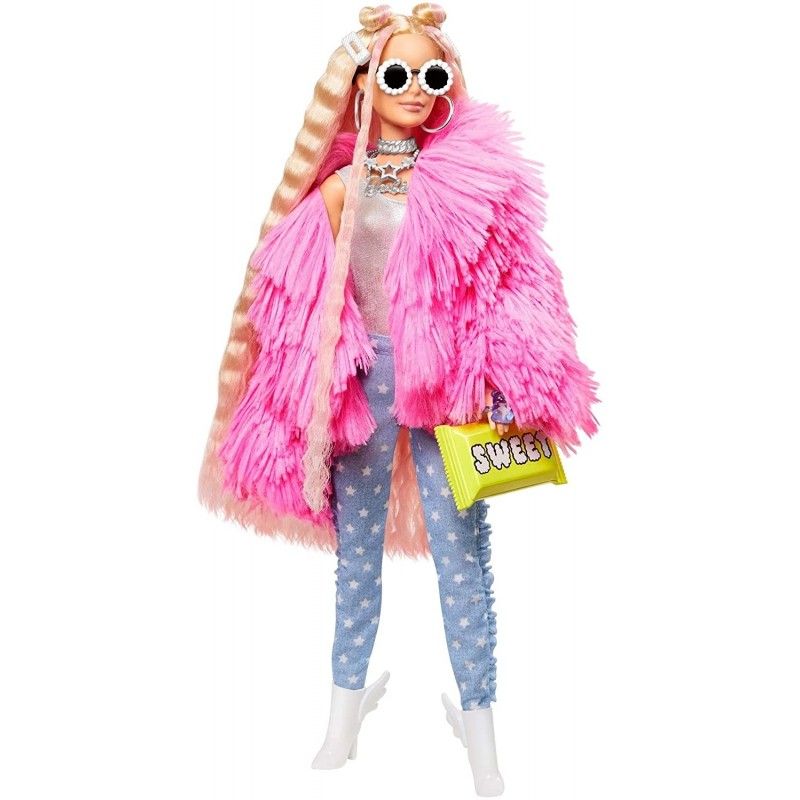 Mattel Barbie - Extra Doll, Fluffy Pink Jacket GRN28 (GRN27)