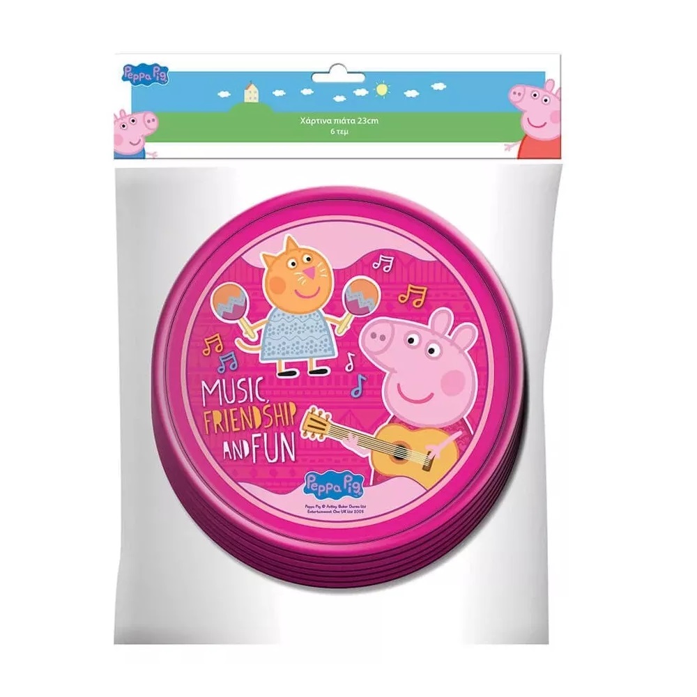 Diakakis - Χάρτινα Πιάτα Peppa Pig 6 Pieces, Pink, 18cm 0480940