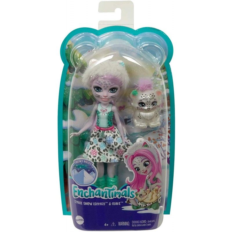 Mattel Enchantimals - Κούκλα Και Ζωάκι Sybill Snow Leopard & Flake GJX42 (FNH22)