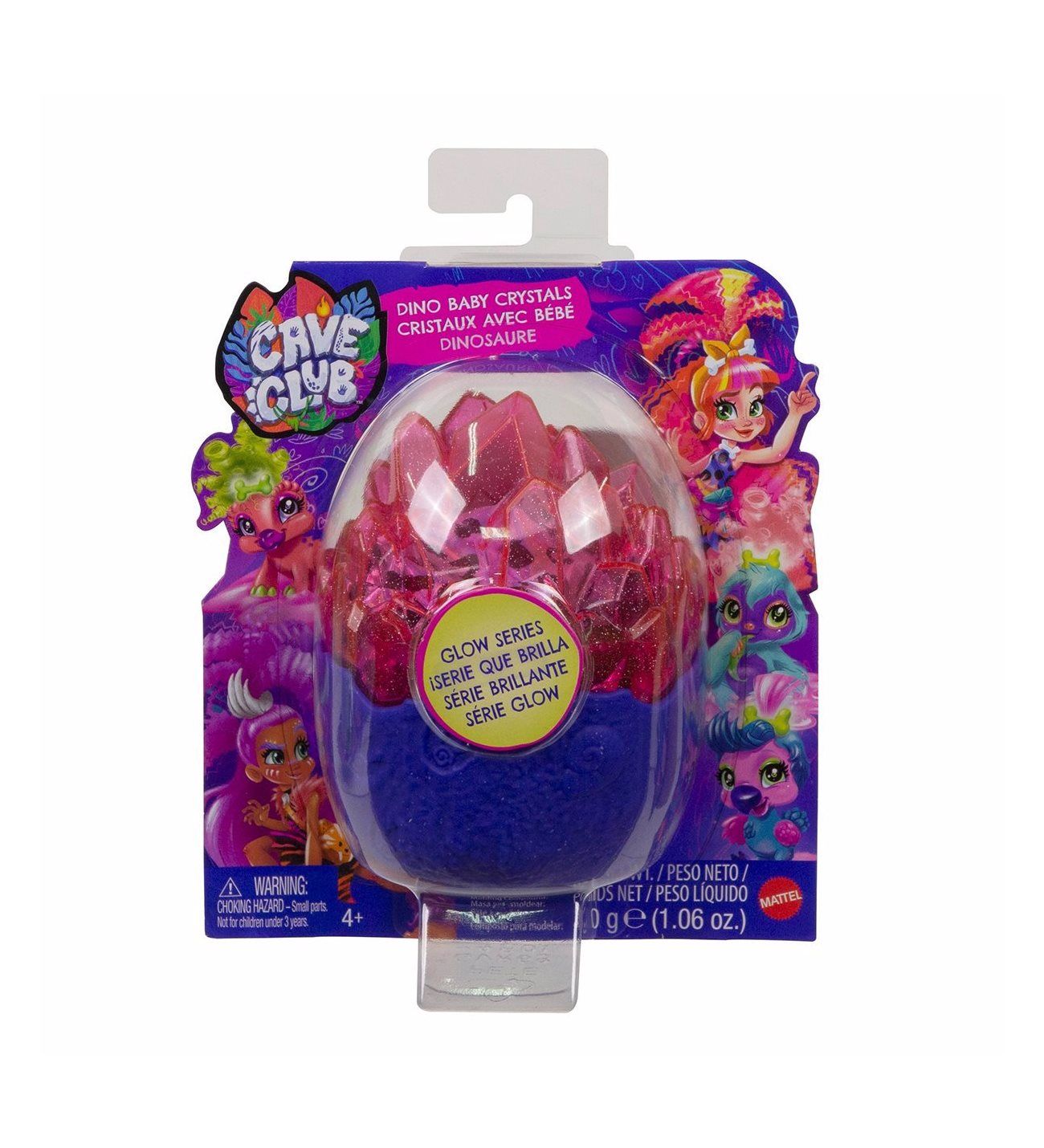 Mattel Cave Club - Dino Baby Crystals Glow Series, Surprise Pet With Accessories GVR69B (GVR69)