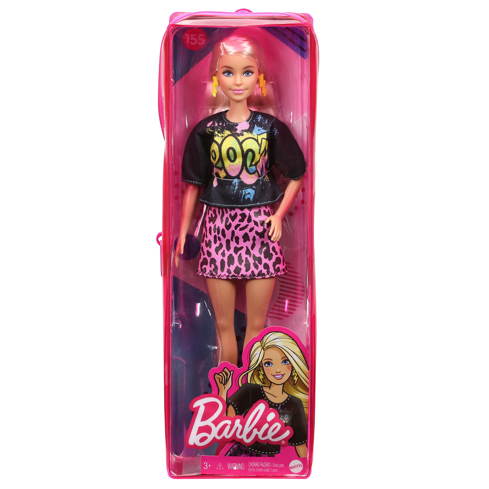 Mattel Barbie - Fashionistas Doll, No.155 Blond Hair With Rock Tee And Skirt Doll GRB47 (FBR37)