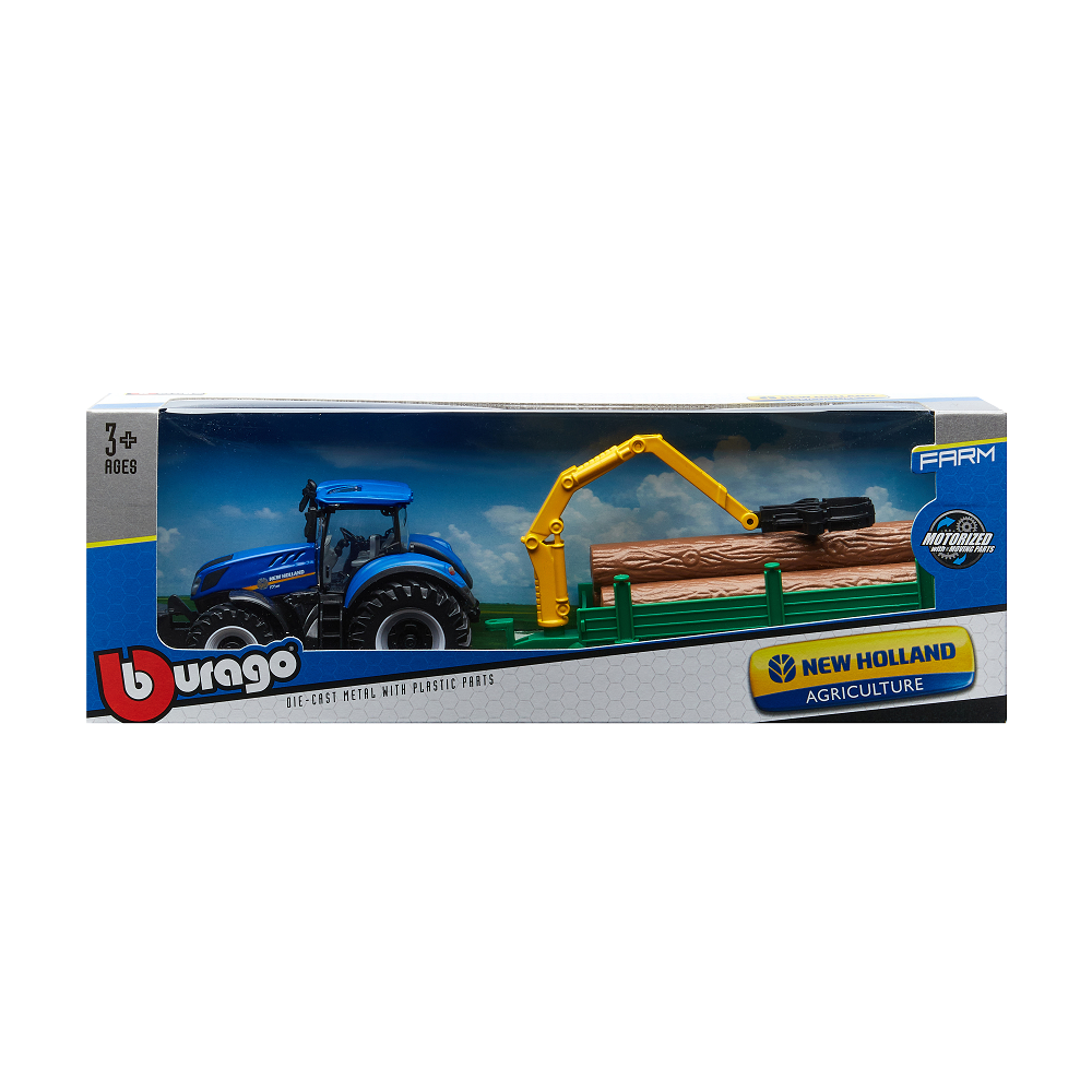 Bburago - New Holland Agriculture, Farm Tracktor With Tree Forwarder 18-31655 (18-31650)