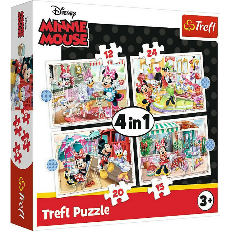 Trefl - Puzzle 4 in 1 Minnie Mouse And Friends 12/15/20/24 Pcs 34355