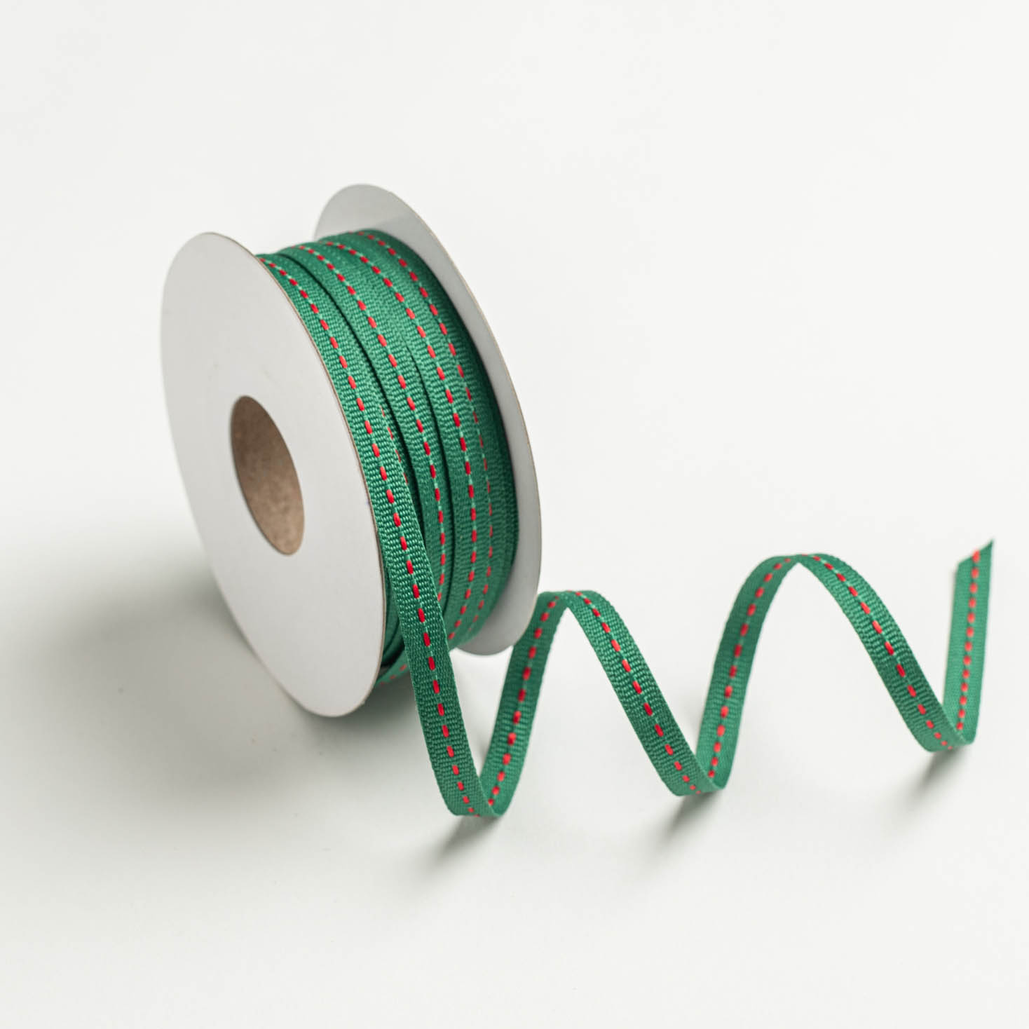 Kyriacou - Κορδέλα Gros Με Κόκκινο Γαζί Στο Κέντρο, 6mmX20M Green Dark/Red RB16570X-XX6X20-6570XX