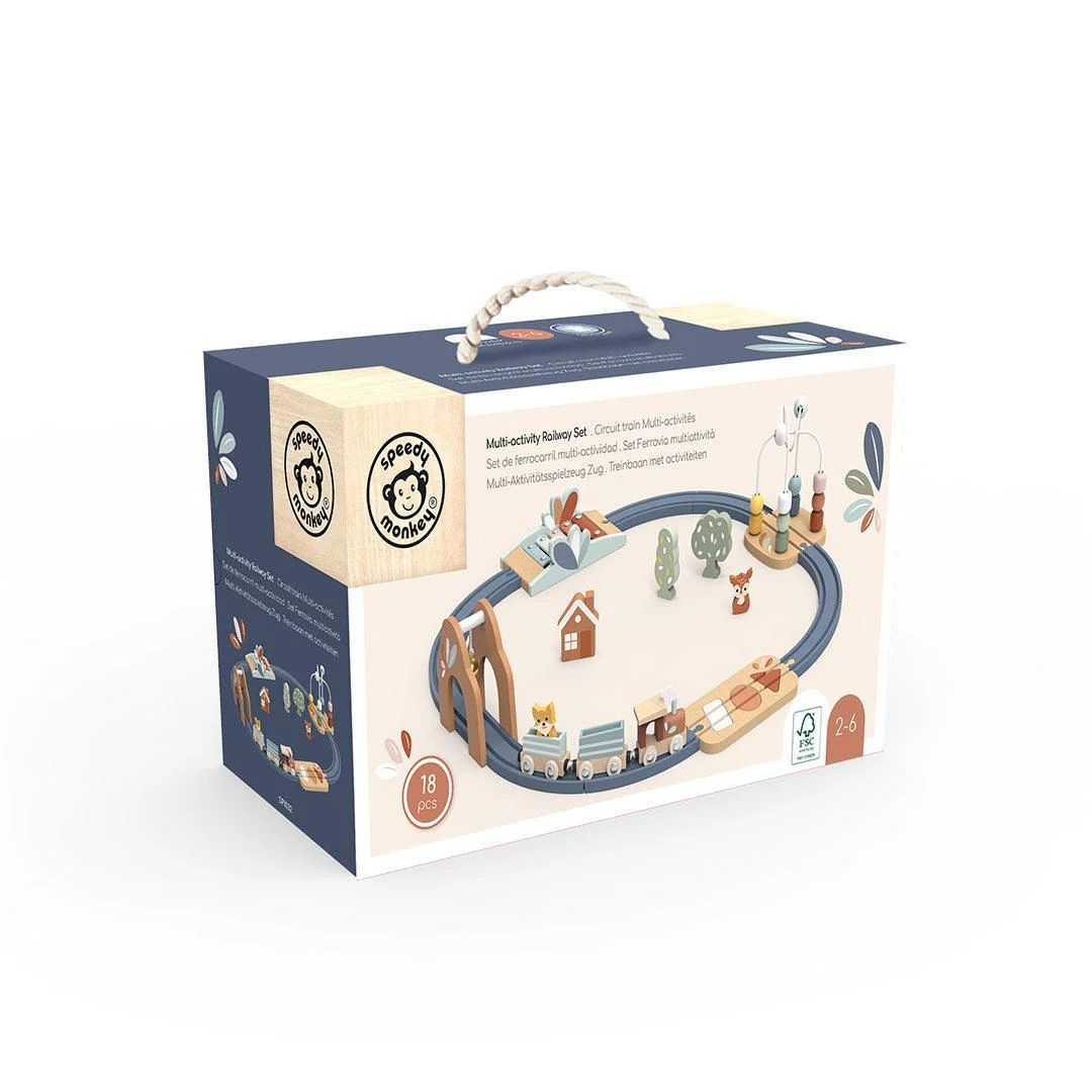 Speedy Monkey - Ξύλινη Διαδρομή Με Τρενάκι 70x64x16 cm SP1032