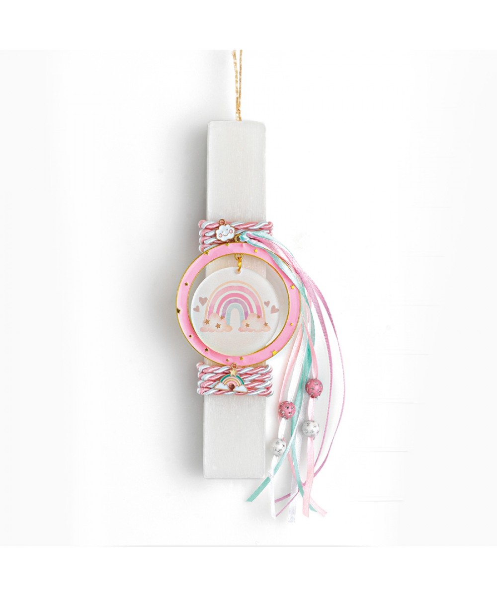 Adorex - Λαμπάδα Λευκή, Ουράνιο Τόξο EL749