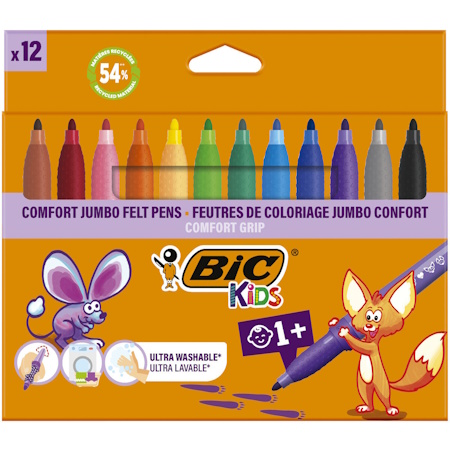 Bic - Μαρκαδόροι Flamastry Kids Comford Jumbo 12 Τμχ 373959