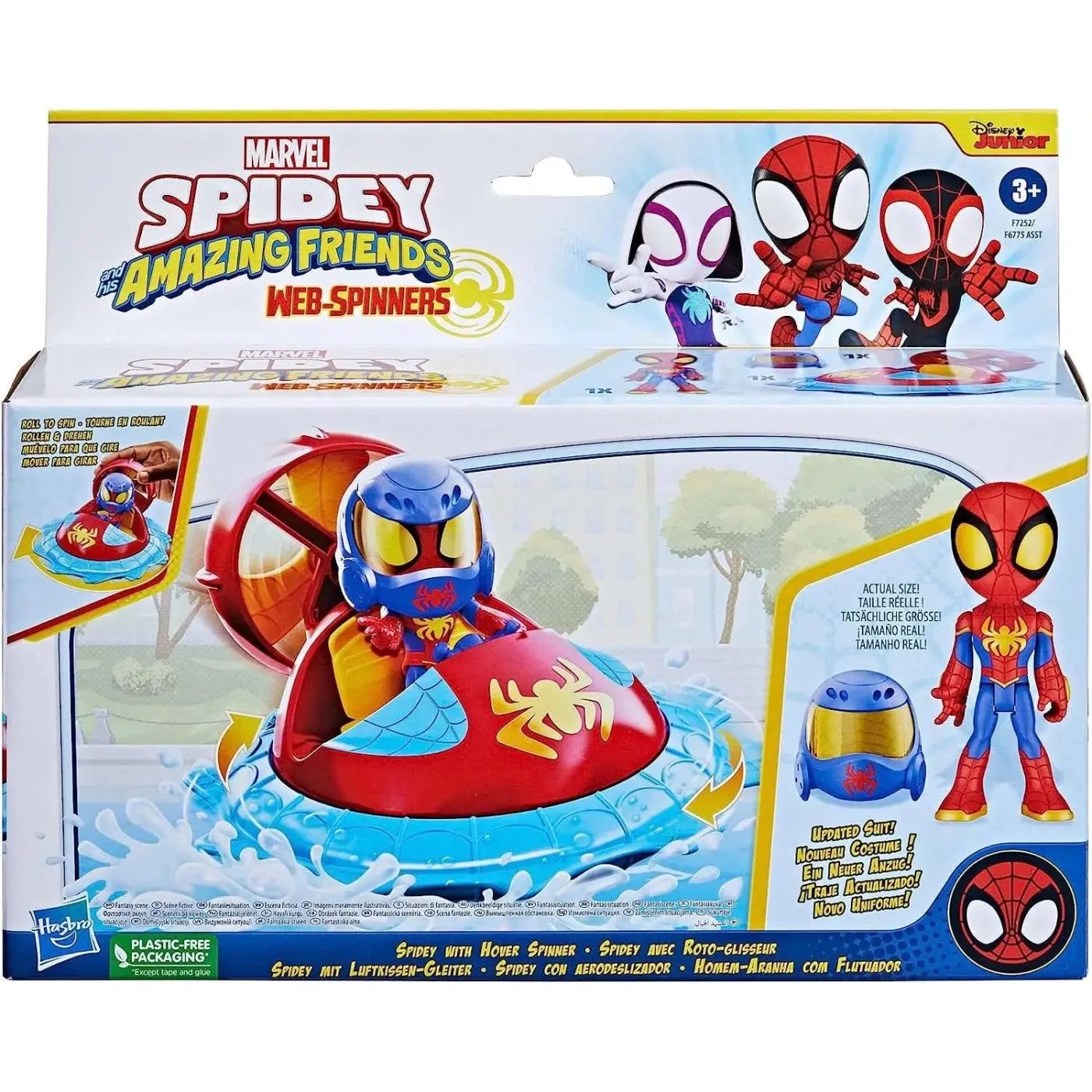 Hasbro - Marvel Spidey and His Amazing Friends Spidey Web-Spinners Spidey With Hover Spinner Vehicle F7252( F6775)